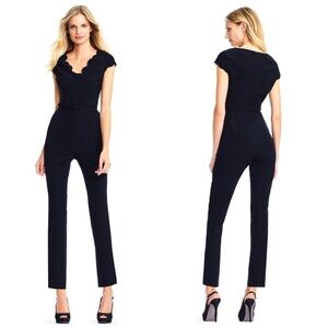 NWT Adrianna Papell Scalloped Black Jumpsuit